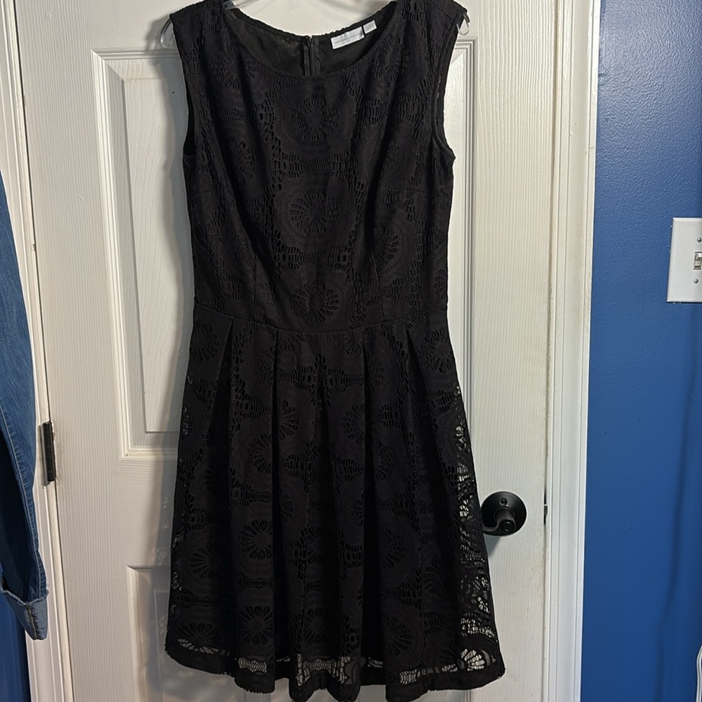 New York & Company Sleeveless Black Lace Midi Dress Size 10